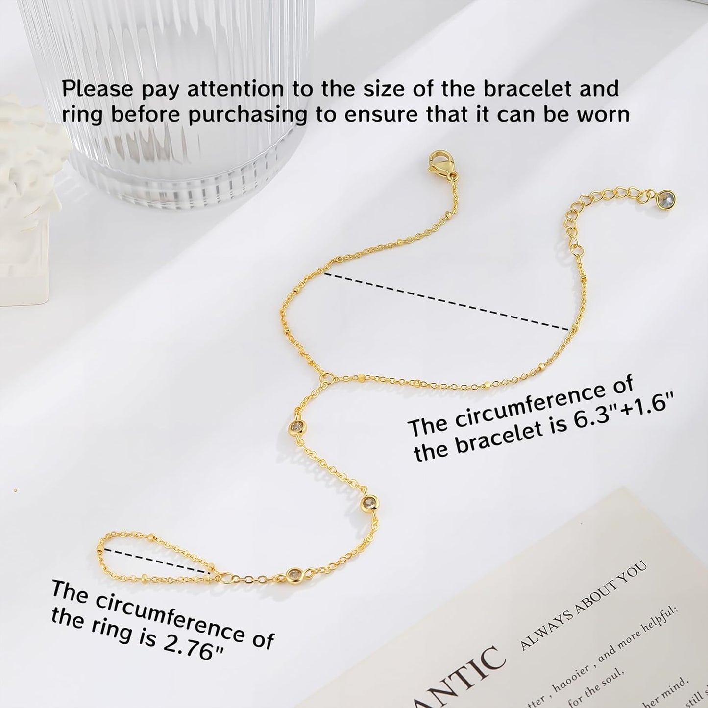 Manufacturer  Bracelets for Women,14K Gold/Silver Plated Dainty Hand Chain Bracelets Trendy Ring Chain Bracelet Charm Gold Cuff Bangle Stackable Bracelets Fashion Body Jewelry Adjustable Waterproof Gifts for Her  bracelets