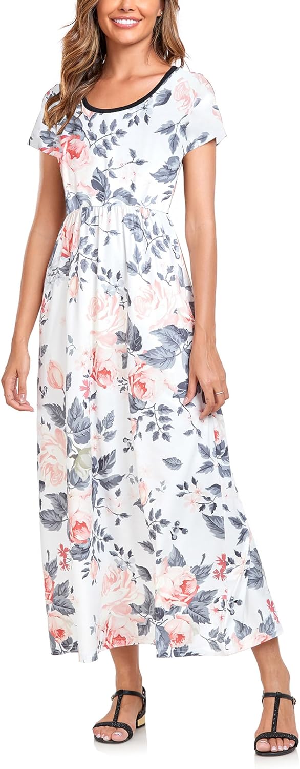 Manufacturer  Lacavocor Womens Short Sleeve Maxi Dresses Empire Waist Long Dress dresses