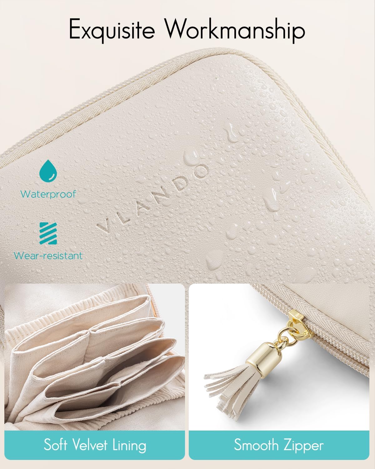 Manufacturer  Vlando Small Travel Jewelry Case,Travel Gifts for Women,Jewelry Pouch Bags with Zipper,Velvet Jewelry Organizer Storage Bag for Bracelet Rings Earring-Cream White   rings