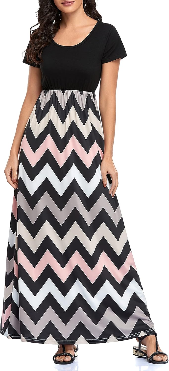 Manufacturer  Lacavocor Womens Short Sleeve Maxi Dresses Empire Waist Long Dress dresses