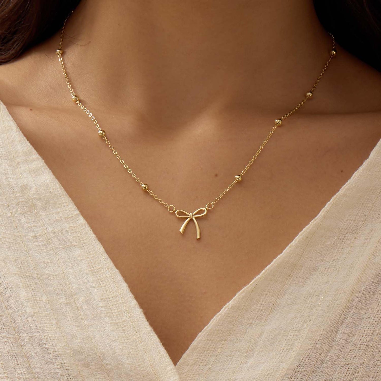 Manufacturer  Gold Necklace for Women Dainty Bow Necklace 14K Gold Plated Cute Choker Necklace Small Bow Pendant Charm Necklaces Teen Gift Trendy Stuff Personalized Jewelry Gifts  Necklace