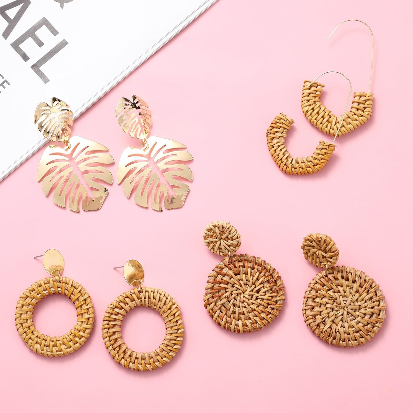 Manufacturer  16 Pairs Trendy Statement Acrylic Rattan Earrings for Women-Fashion Summer Beach Vacation Boho Jewelry Set  earring