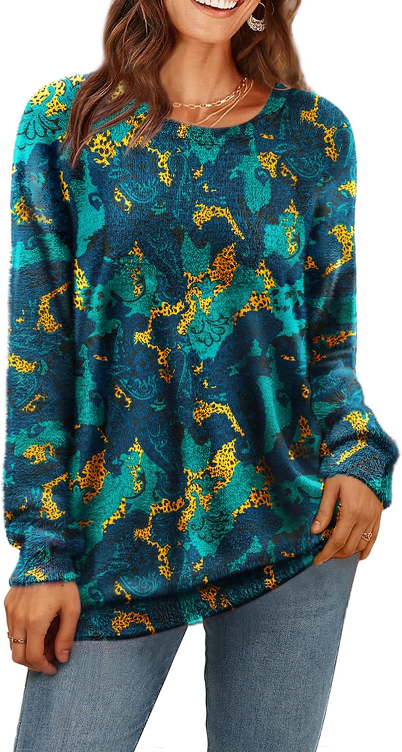 Manufacturer  YESNO Women Christmas Sweater Graphic Printed Oversized Pullover Sweaters Casual Loose Knit Tops S01   sweaters