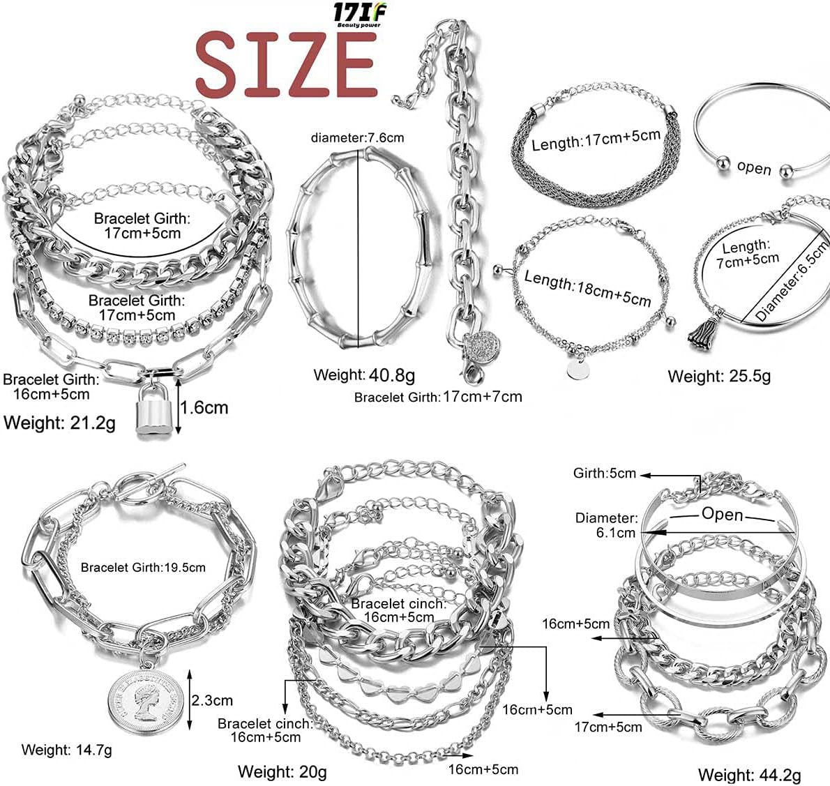 Manufacturer  17IF 18-25 PCS(6 Pack) Boho Gold Bracelets Set for Women Stackable Chunky Dainty Bangles Adjustable Chain Flat Cuff Cuban Punk Charm Bundle Jewelry  bracelets