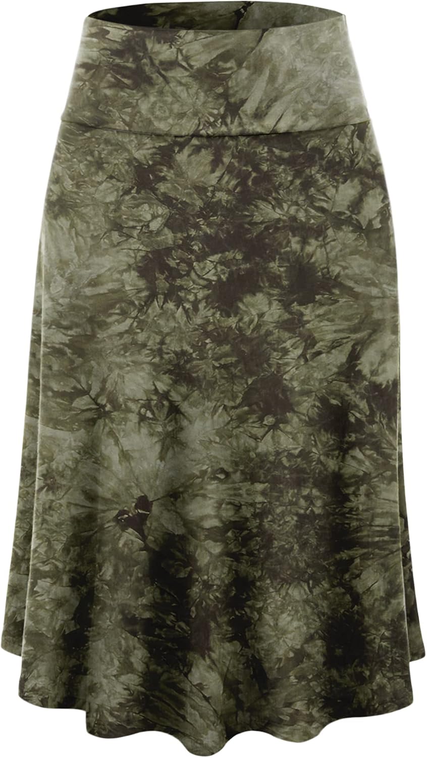 Manufacturer  Lock and Love Women's Solid Ombre Lightweight Flare Midi Pull On Closure Skirts S-XXXL Plus Size