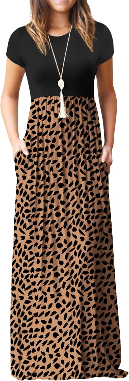 Manufacturer  GRECERELLE Women Summer Crew Neck Casual Short Sleeve Solid Floral Print Long Maxi Dress with Pockets dresses