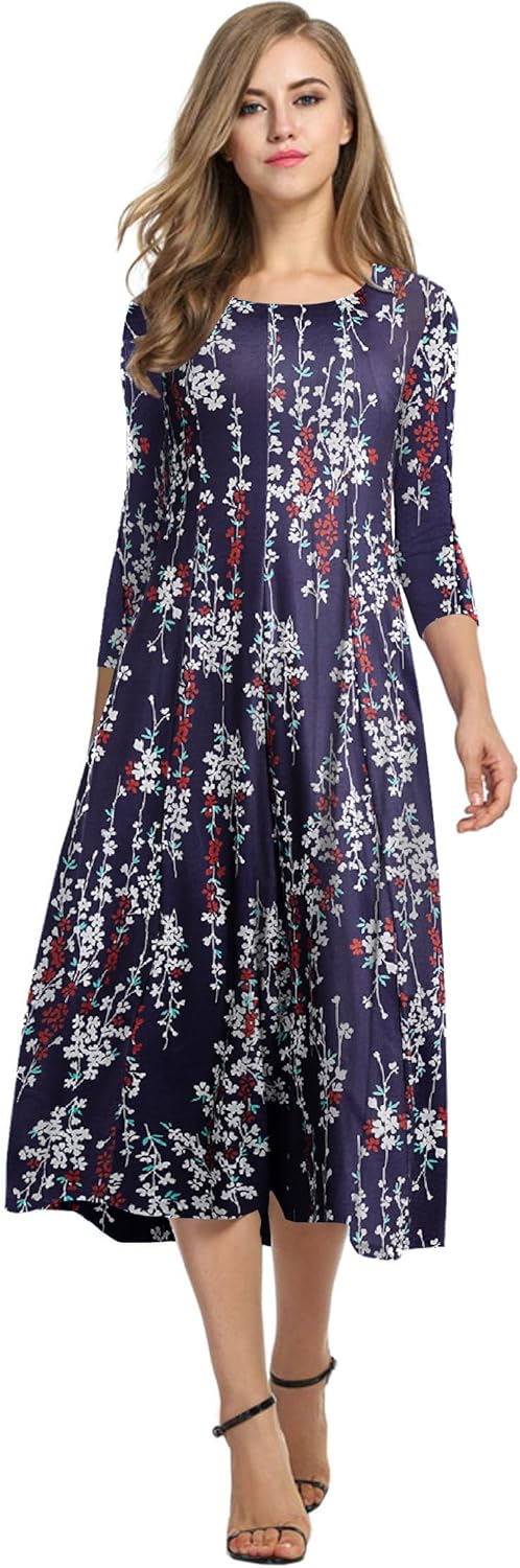 Manufacturer  HOTOUCH Women's 3/4 Sleeve A-line and Flare Midi Long Dress dresses