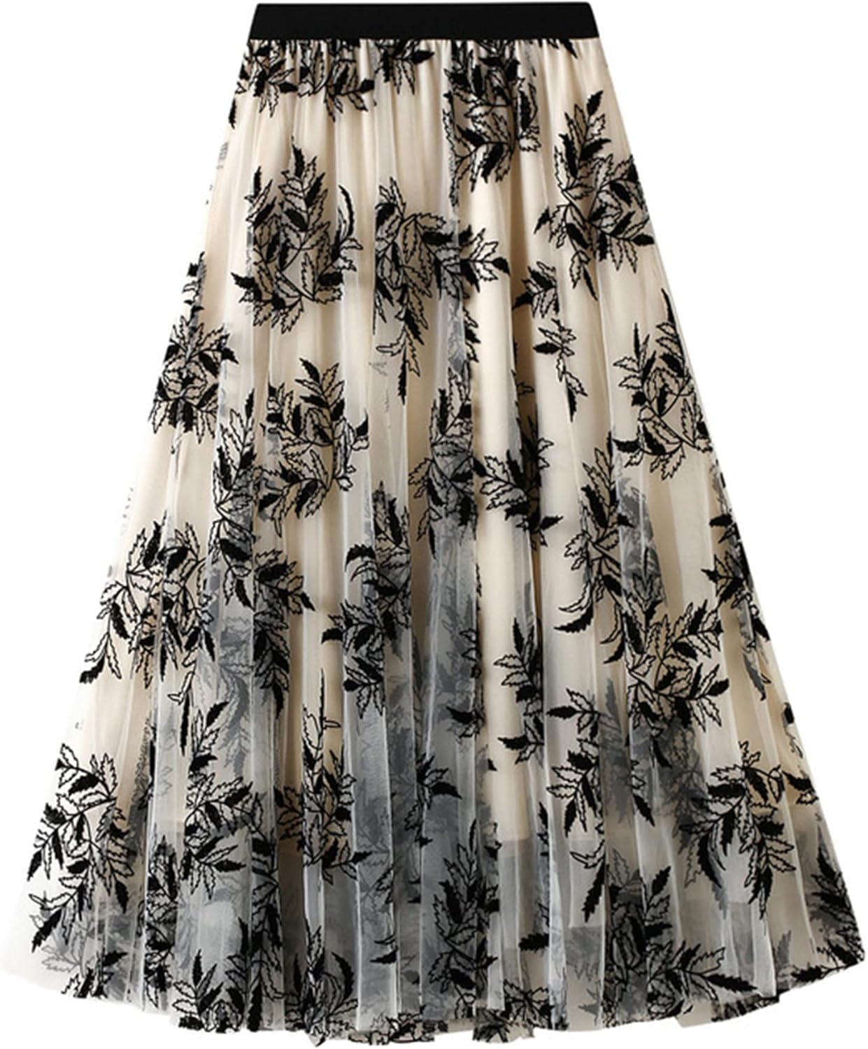 Manufacturer  Dirholl Women's A-Line Fairy Patterned Elastic Waist Ruffle Tulle Layered Midi Skirts