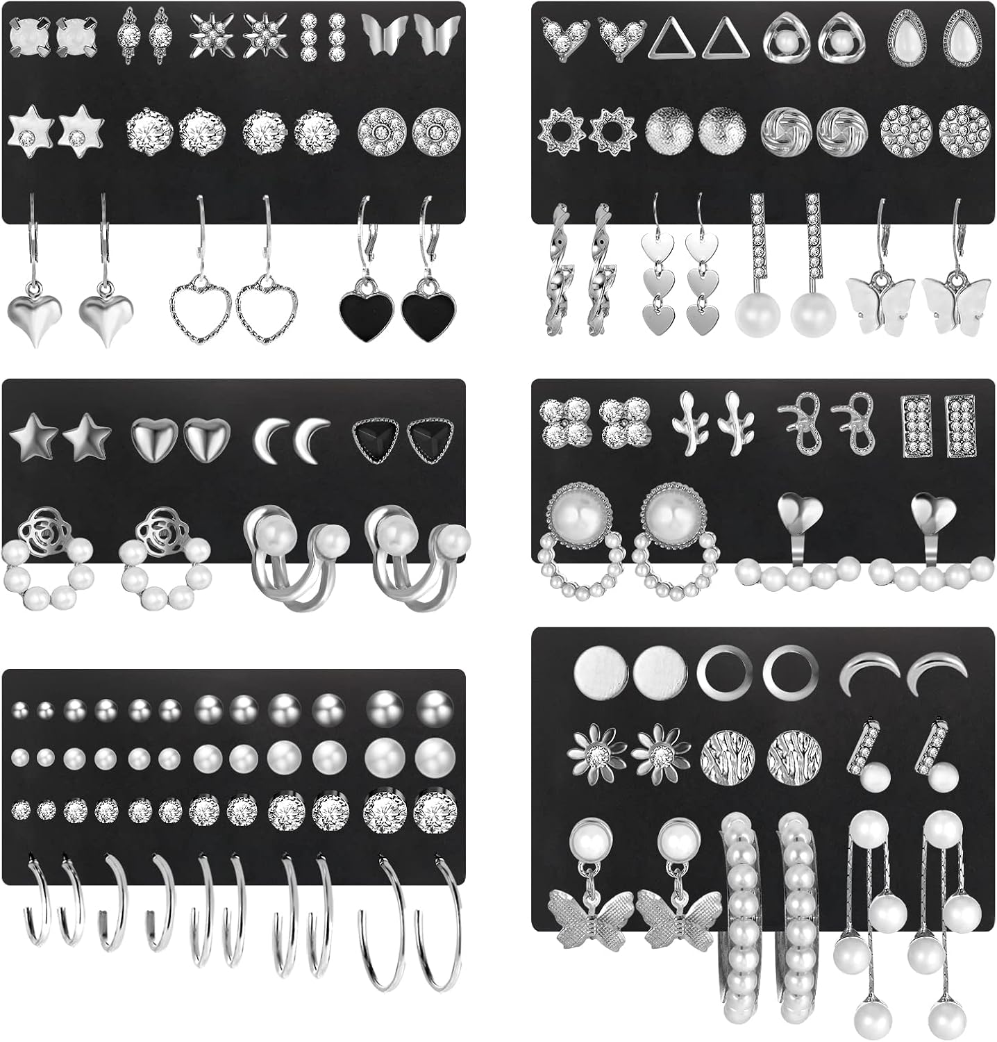 Manufacturer  68 Pairs Gold Stud Earrings for Women Multipack, Hypoallergenic Assorted Earring Set Multiple Piercings, Cubic Zirconia Pearl Butterfly Stud Hoop Earring Pack  earring