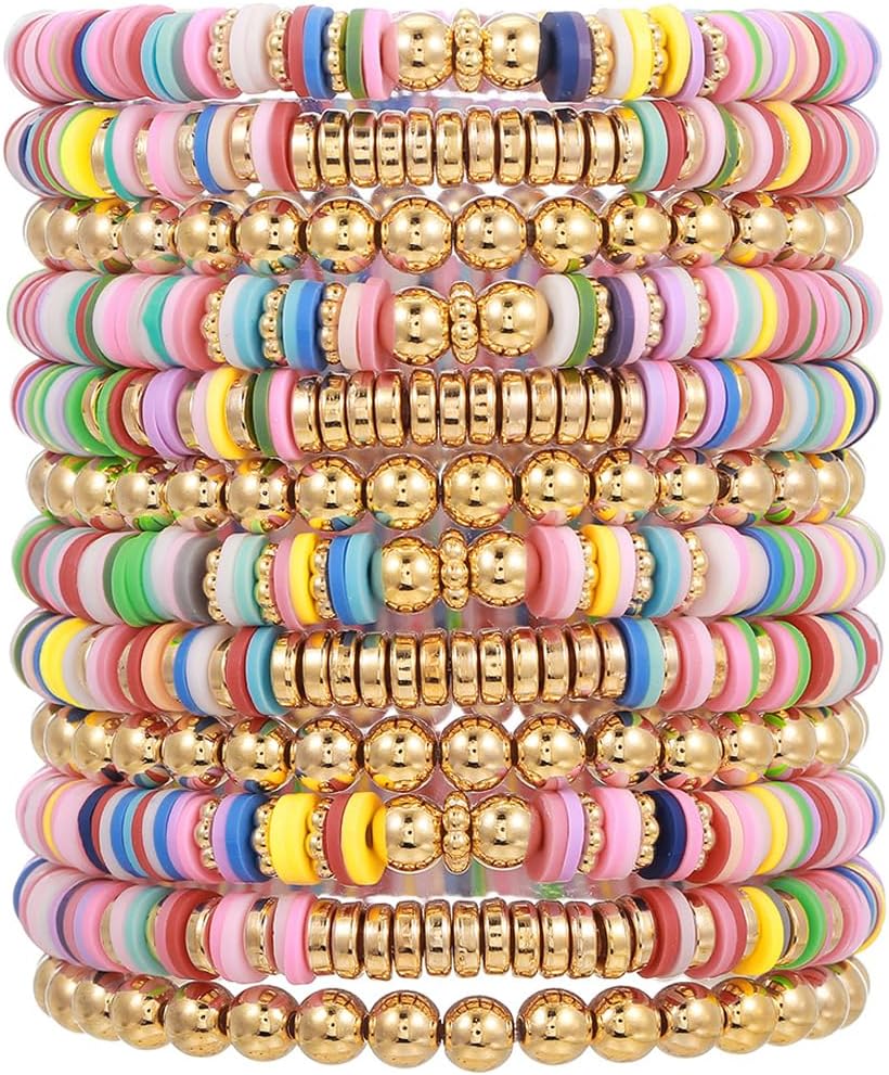 Manufacturer  12pcs Friendship Bracelets Beaded Bracelets Heishi Bracelet Cute Bracelets Stack Vinyl Clay Disc Bead Surfer Stretch Summer Beach Bracelets For Women Preppy Bracelets  bracelets