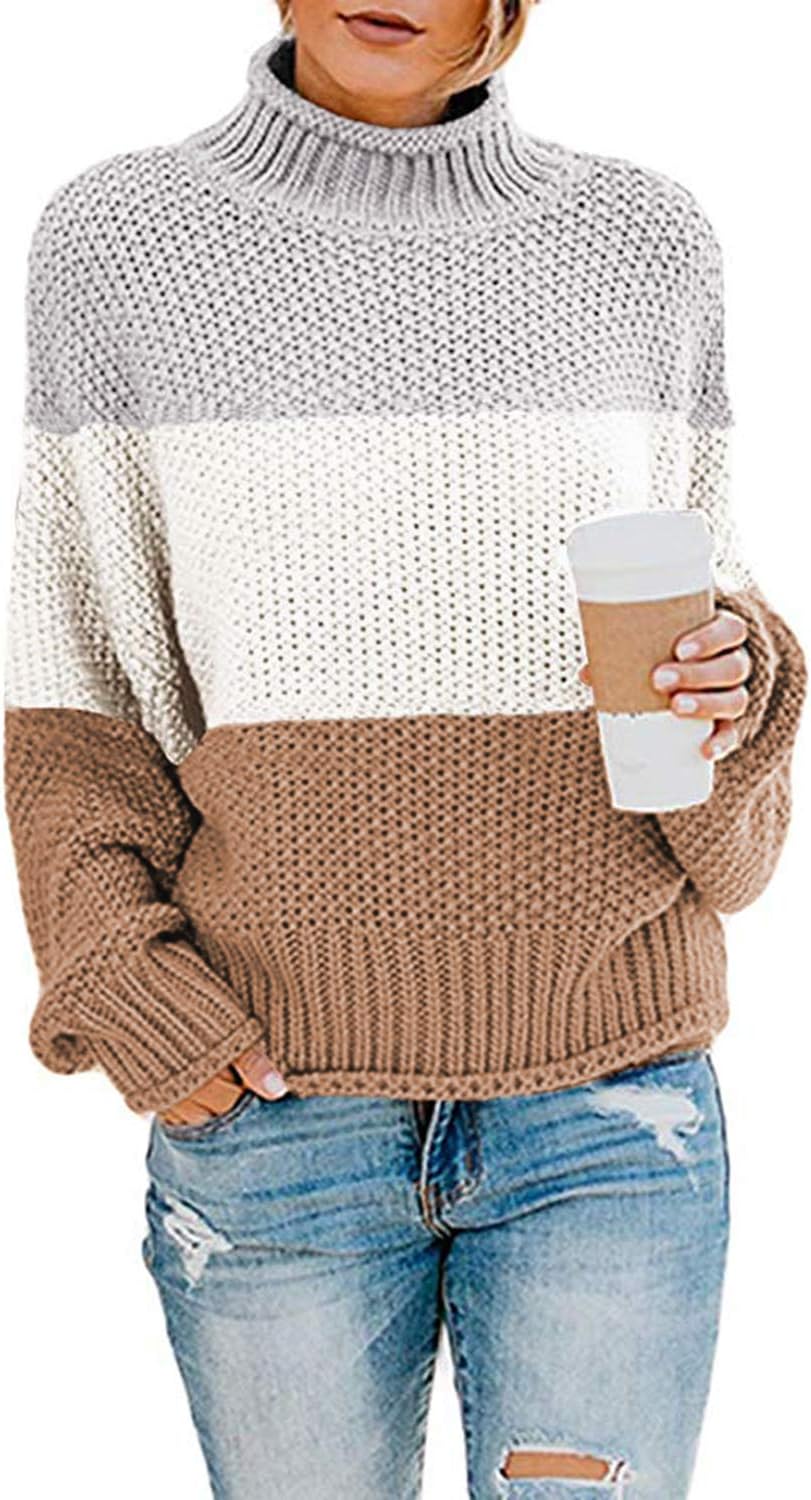 Manufacturer  Dokotoo Womens  Winter Fall Solid Turtleneck High Neck Balloon Long Sleeve Sweaters Pullover Outerwear   sweaters