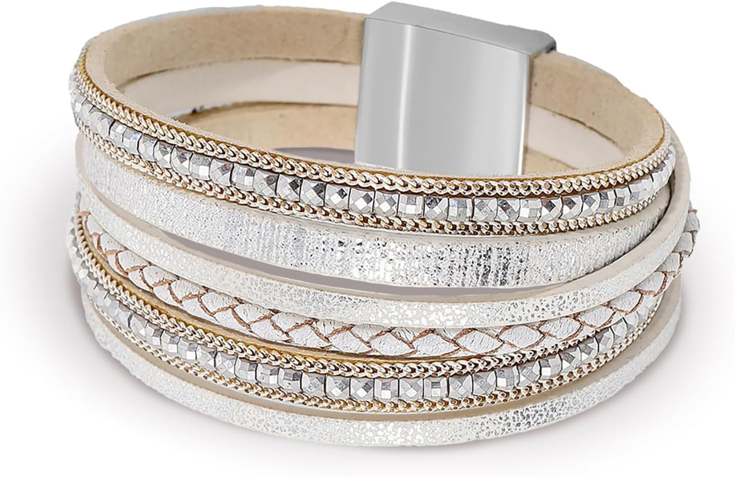 Manufacturer  Fesciory Leather Wrap Bracelets for Women, Boho Leopard Multi-Layer Crystal Beads Cuff Bracelet Jewelry  bracelets