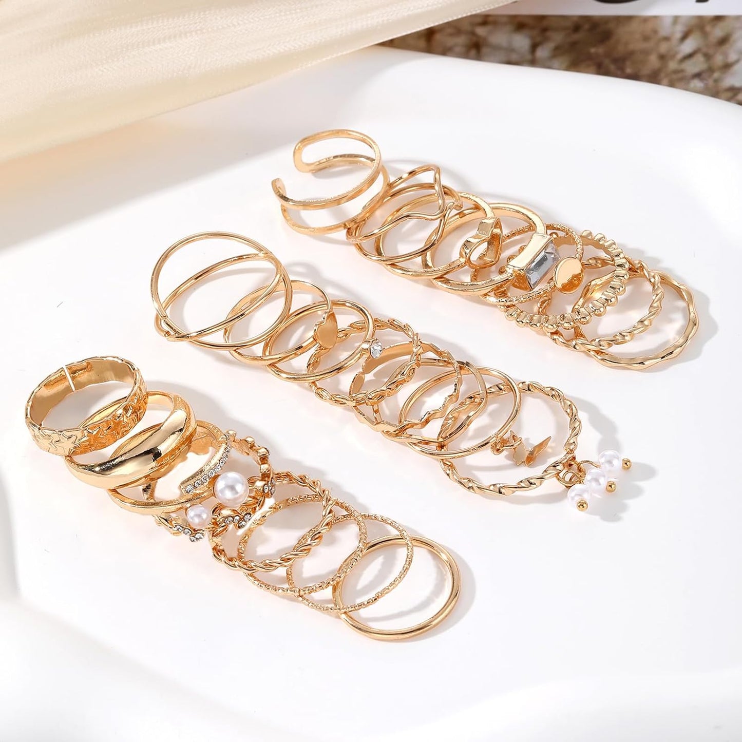 Manufacturer  IFKM 51 Pcs Gold Knuckle Rings Set For Women Girls Vintage Stackable Joint Finger Midi Rings Dainty Cubic Zirconia Crystal Simple Twist Hollow Cute Rings Pack Jewelry Gift   rings