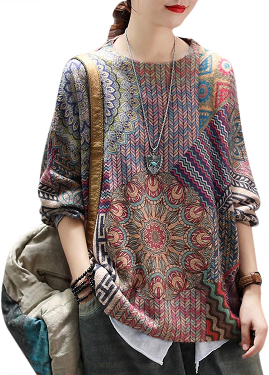 Manufacturer  YESNO Women Christmas Sweater Graphic Printed Oversized Pullover Sweaters Casual Loose Knit Tops S01   sweaters