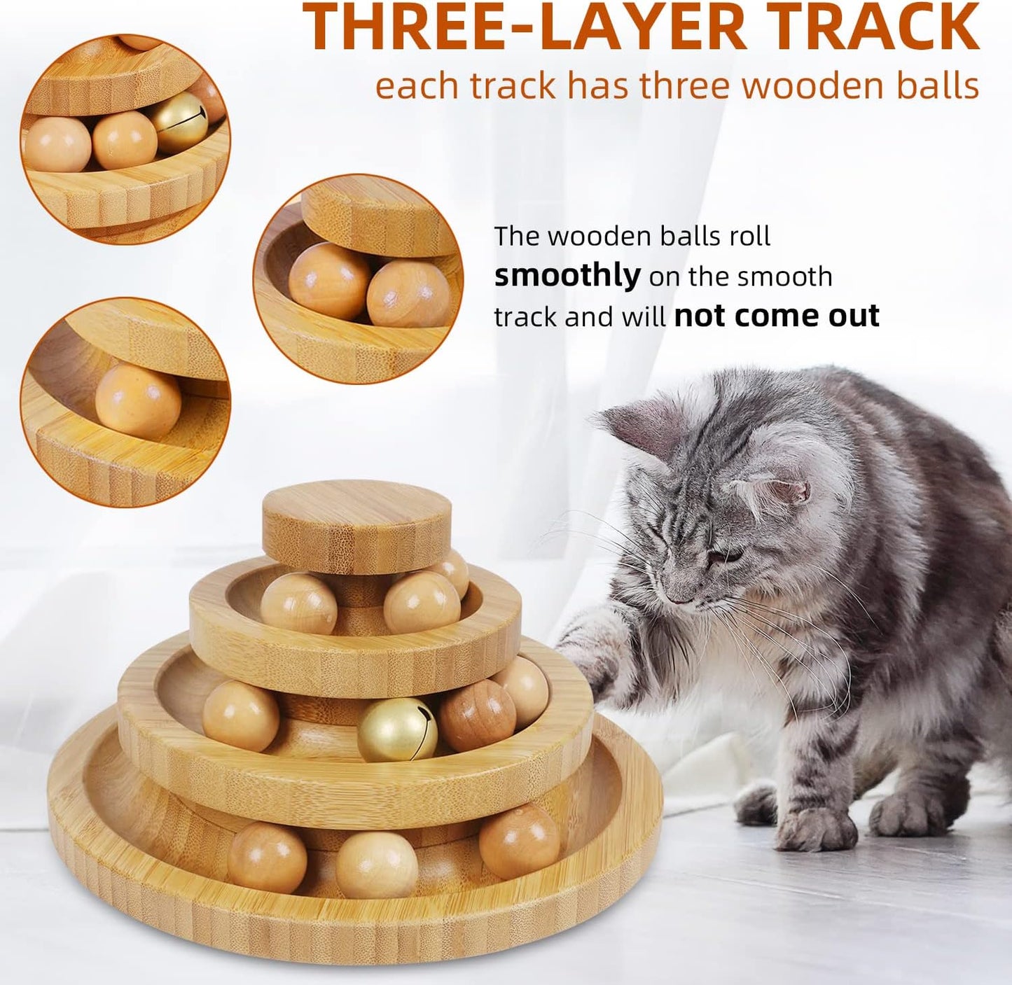 Manufacturer  Cat Ball Track Toy,Kitty Toys Roller,3-Level Ball Tower with 9 Removable Balls,Interactive Cat Toy, DIY Circle Fun Toy for Kitten Mental Physical Exercise - Medium Size    Cat toy