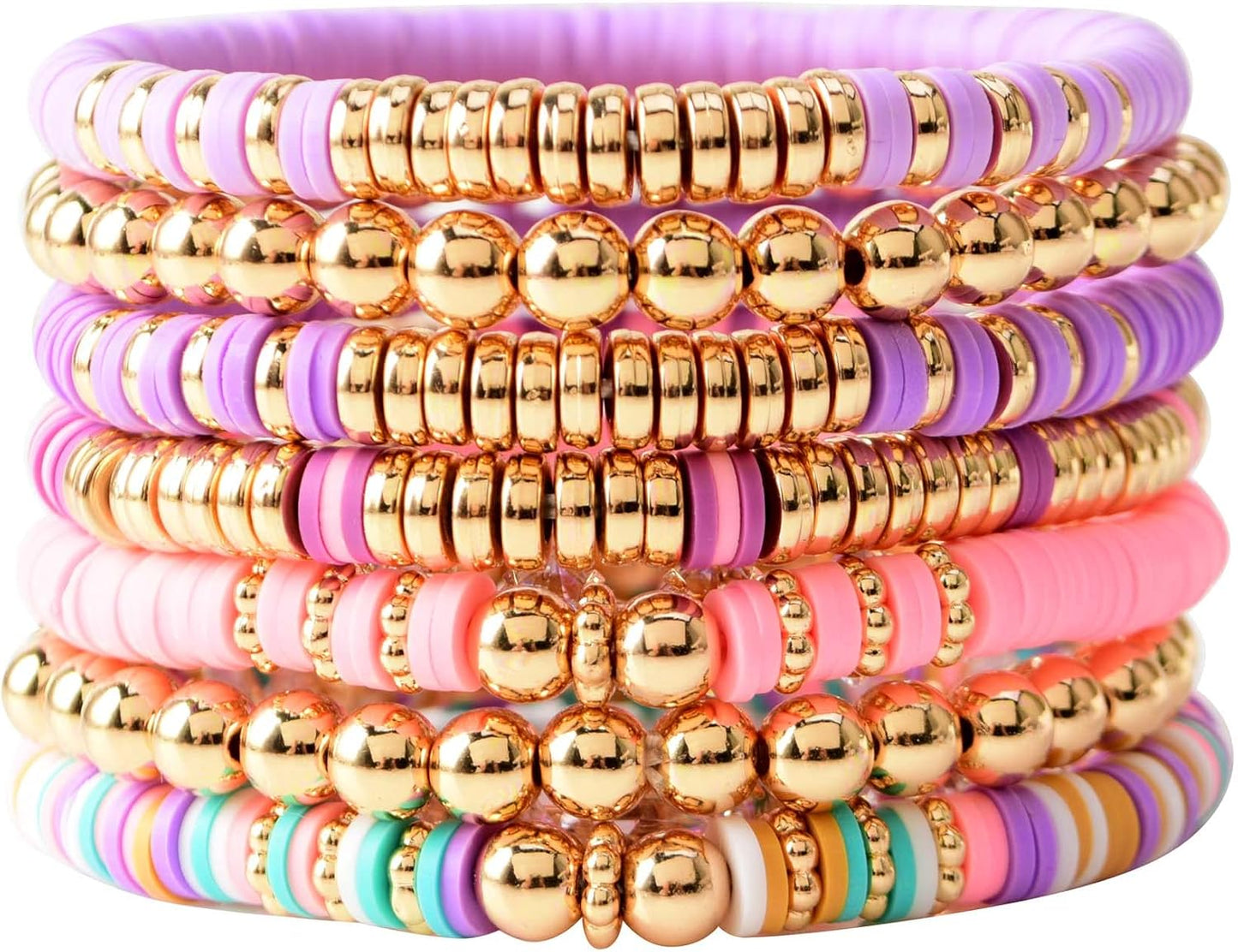 Manufacturer  GOOJIDS Surfer Heishi Clay Bead Bracelets for Women Bohemian Stackable Gold Beaded Stretch Bracelets Elastic Layering Friendship Bracelets Set Boho Jewelry  bracelets