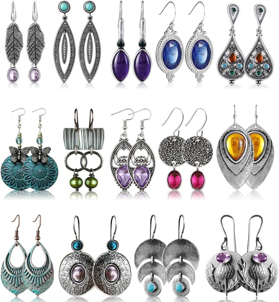 Manufacturer  12 Pairs Teardrop Druse Crystal Drop Dangle Earrings for Women Cubic Zirconia Huggie Hoop Earring Jewelry Set Christmas Gifts  earring