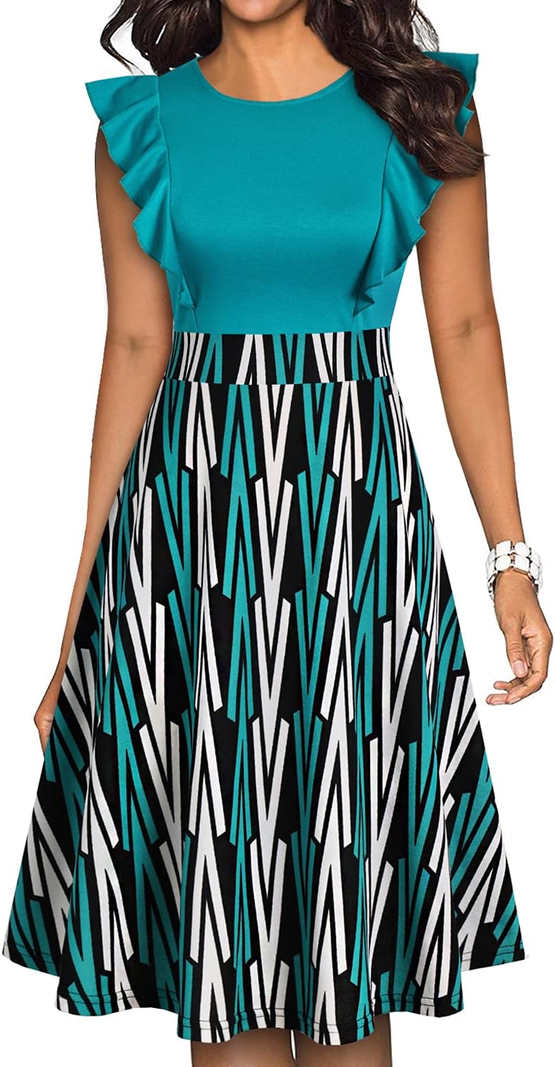 Manufacturer  YATHON Women's Vintage Ruffle Floral Flared A Line Swing Casual Cocktail Party Dresses dresses