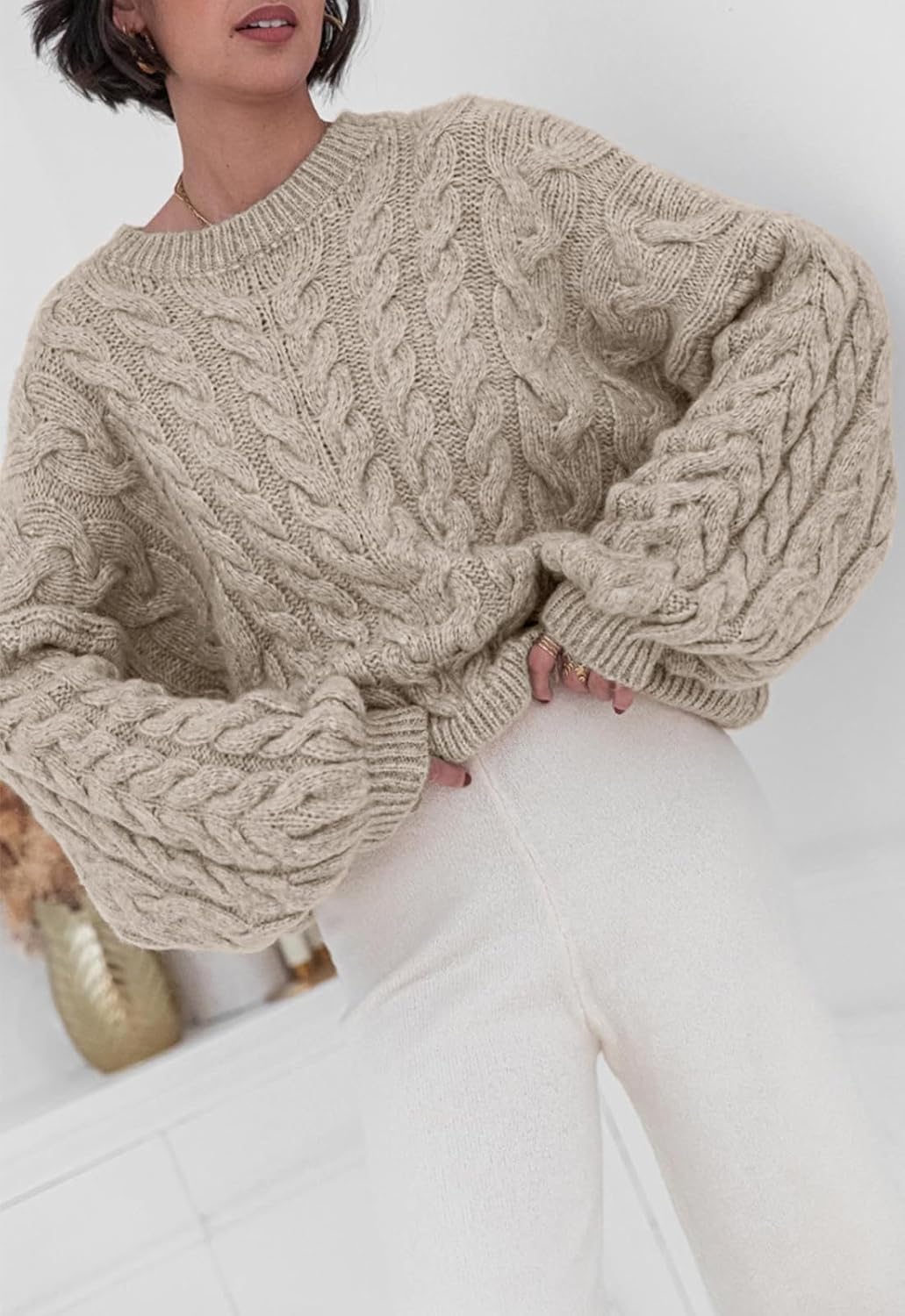 Manufacturer  PRETTYGARDEN Womens Sweaters Fall  Cable Knit Long Sleeve Crewneck Oversized Sweater Chunky Pullover Loose Outfits   sweaters