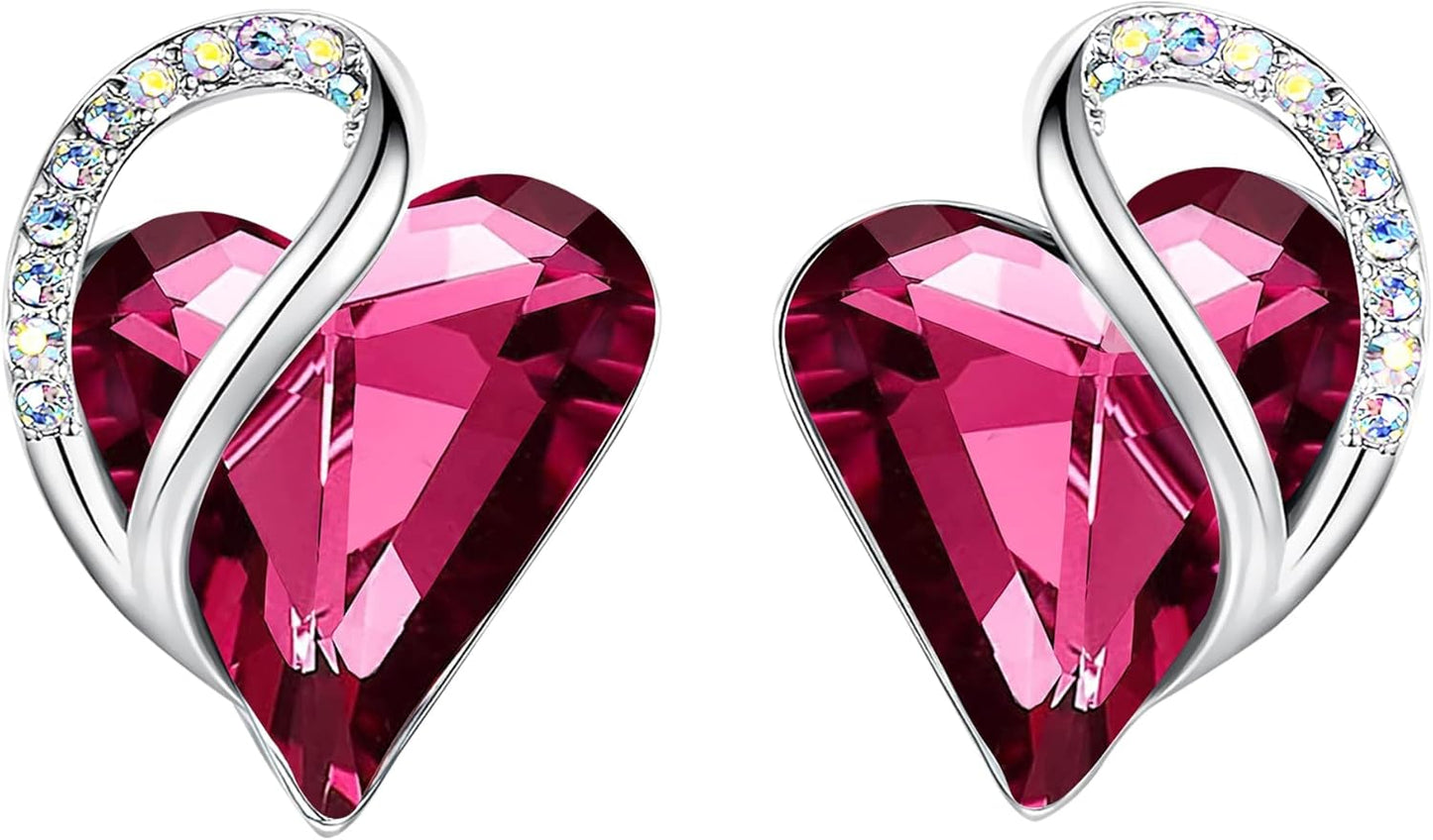 Manufacturer  Earrings for Women, Mothers Day Gift for Mom, Heart Birthstone Crystal Stud Earring, Silver Plated Birthday Jewelry  earring