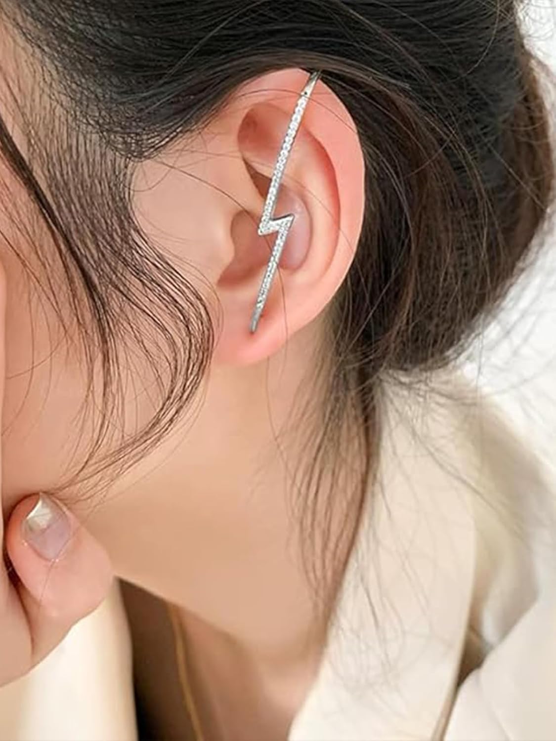 Manufacturer  Vintage Ear Wrap Crawler Hook Earrings Crystal Long Piercing Star-Shape Lightning Bolt Exaggerate Wrap Climber Earrings Gold Silver Cz Ear Cuff Earrings for Women  earring