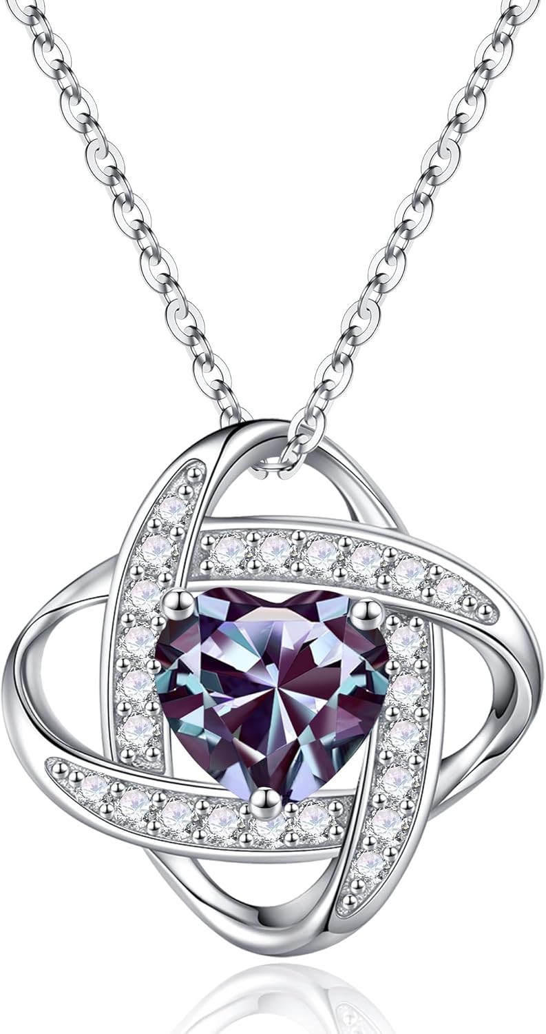 Manufacturer  Iefil 925 Sterling Silver Love Knot Birthstone Necklace, Natural or Created Gemstone, Anniversary Birthday Gifts for Women, Jewelry Gifts for Wife Mom Girlfriend  Necklace