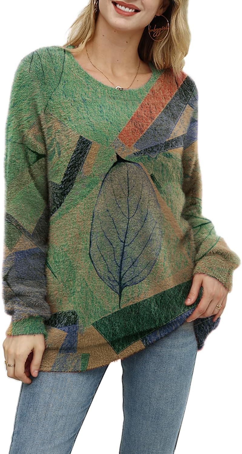 Manufacturer  YESNO Women Christmas Sweater Graphic Printed Oversized Pullover Sweaters Casual Loose Knit Tops S01   sweaters