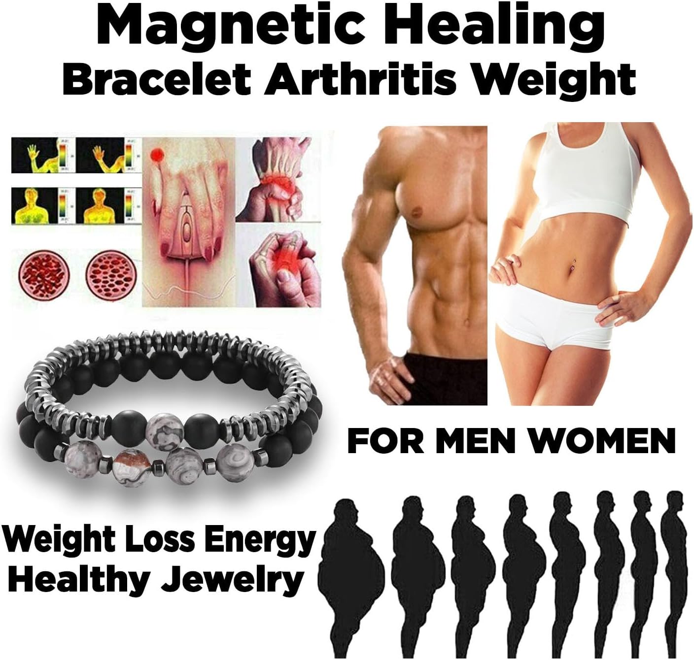 Manufacturer  Manufacturer  Magnetic Healing Bracelet – Adjustable Hematite Bracelet for Lymph Drainage, Arthritis, Anxiety Relief, Swelling Reduction & Weight Loss – Slimming Bracelet for Women & Men  bracelets