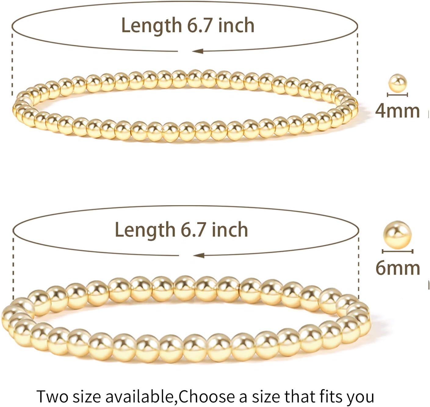 Manufacturer  Badu Gold Plate Bead Bracelet for Women 14K Gold Plated Bead Ball Bracelet Stretchable Elastic Hypoallergenic Bohemian Stackable  bracelets