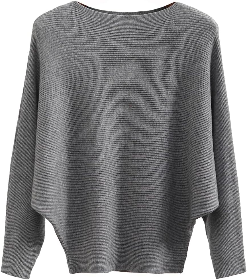 Manufacturer  Ckikiou Womens Lightweight Oversized Boat Neck Sweaters Tops Dolman Batwing Sleeve Ribbed Knitted Pullovers   sweaters