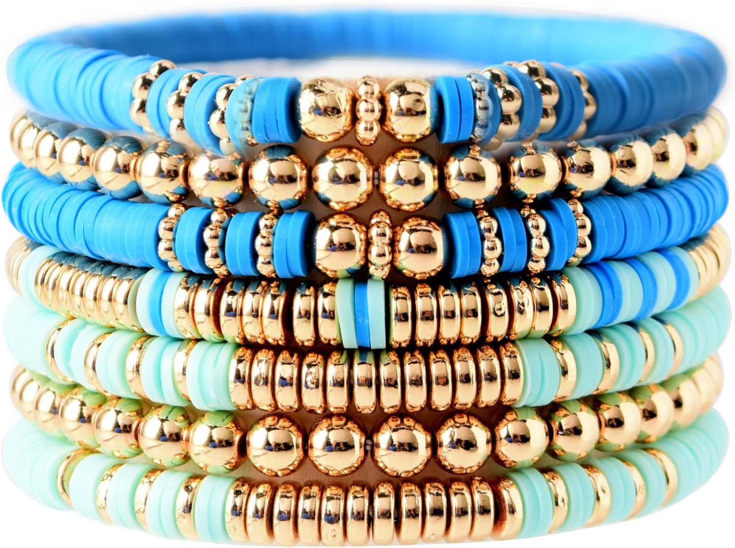 Manufacturer  GOOJIDS Surfer Heishi Clay Bead Bracelets for Women Bohemian Stackable Gold Beaded Stretch Bracelets Elastic Layering Friendship Bracelets Set Boho Jewelry  bracelets