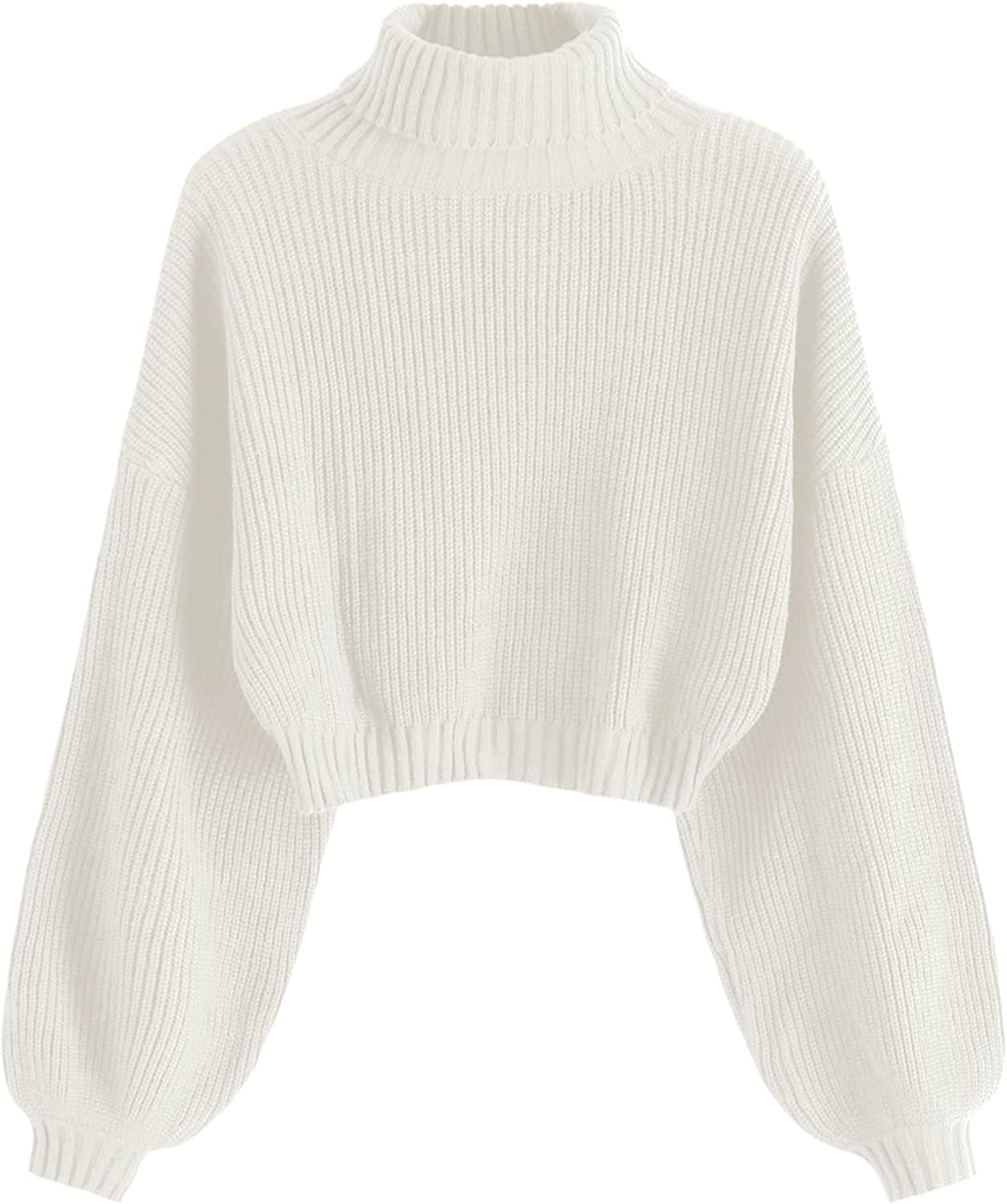 Manufacturer  ZAFUL Women's Cropped Turtleneck Sweater Lantern Sleeve Ribbed Knit Pullover Sweater Jumper   sweaters