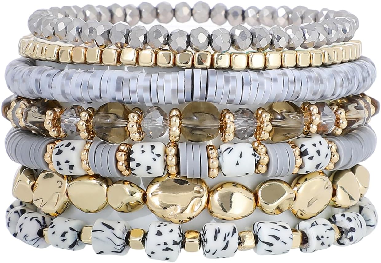 Manufacturer  GOOJIDS Surfer Heishi Clay Bead Bracelets for Women Bohemian Stackable Gold Beaded Stretch Bracelets Elastic Layering Friendship Bracelets Set Boho Jewelry  bracelets