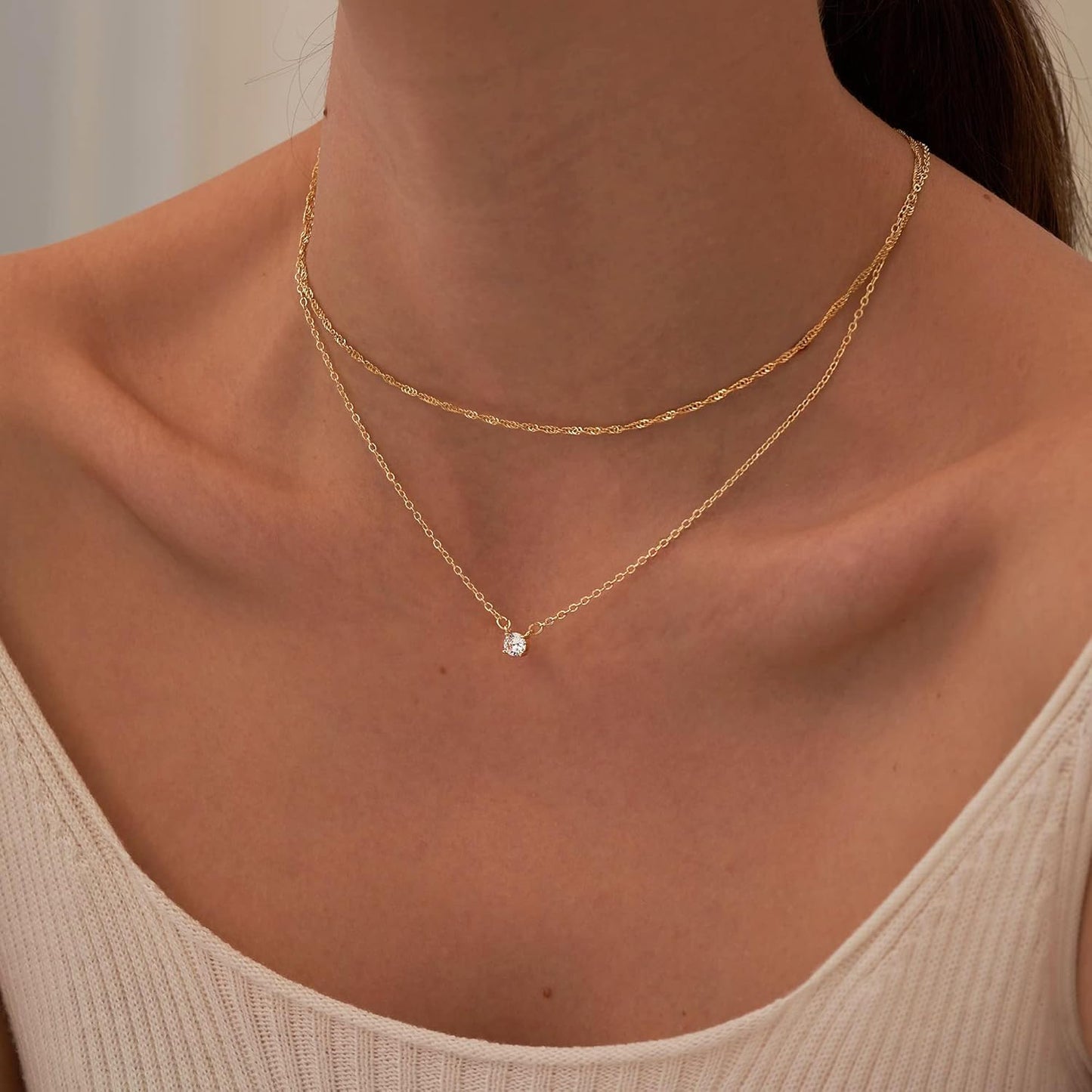 Manufacturer  Tewiky Diamond Necklaces for Women, Dainty 14k Gold/Sterling Silver Choker Necklace Simple Gold Plated CZ Jewelry Necklaces for Women Trendy Gifts  Necklace