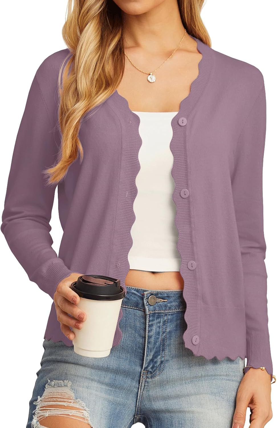 Manufacturer  GRECERELLE Women's Long Sleeve V-Neck Button Down Cardigan Knit Shrugs Sweater   sweaters