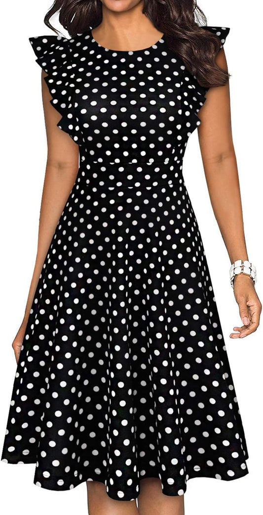 Manufacturer  YATHON Women's Vintage Ruffle Floral Flared A Line Swing Casual Cocktail Party Dresses dresses