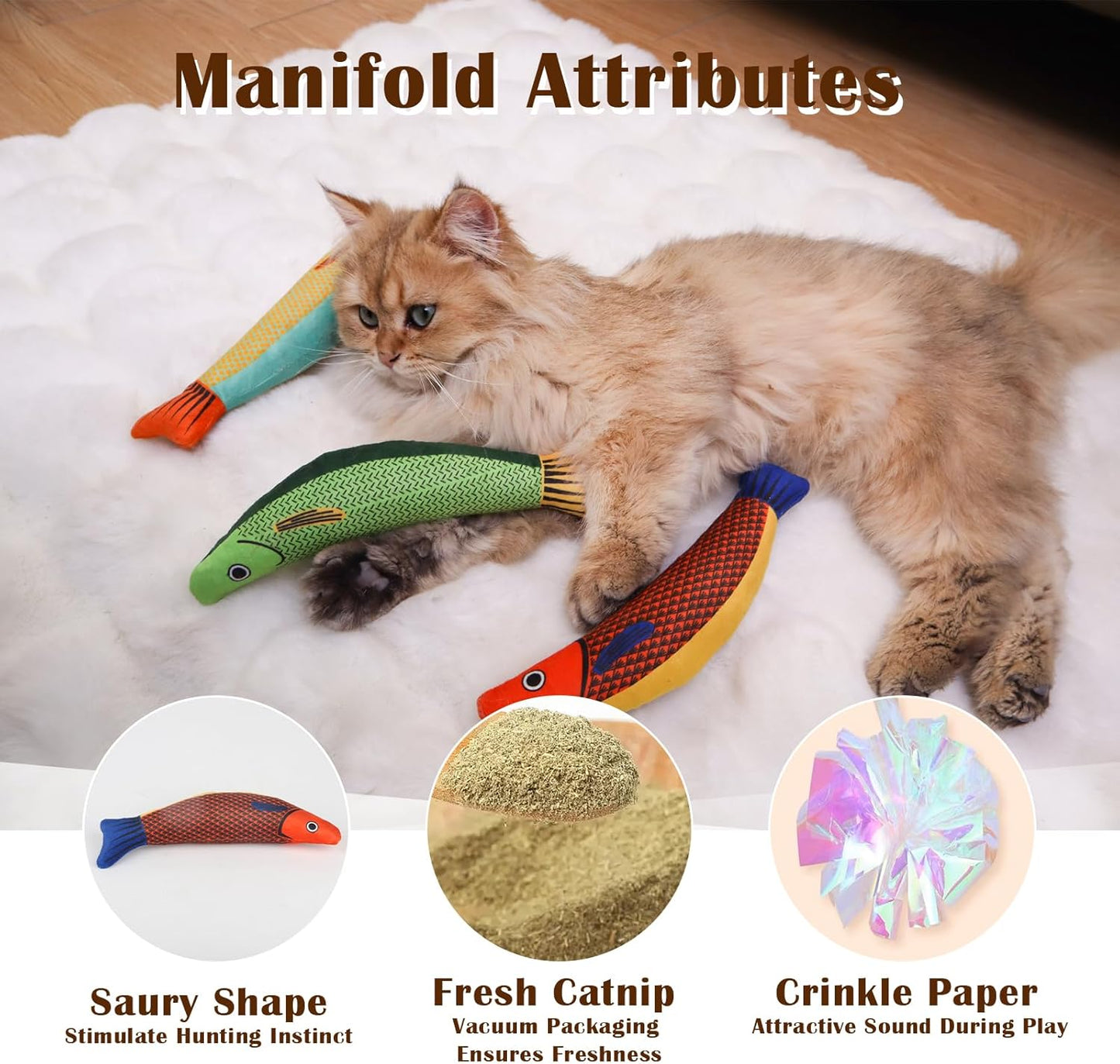 Manufacturer  Cat Toys 4 Pack, Fish Shaped Catnip Toys with Crinkle Sound, Durable Interactive Chew & Kicker Toys for Indoor Cats, 8.1 Inch for All Breeds    Cat toy