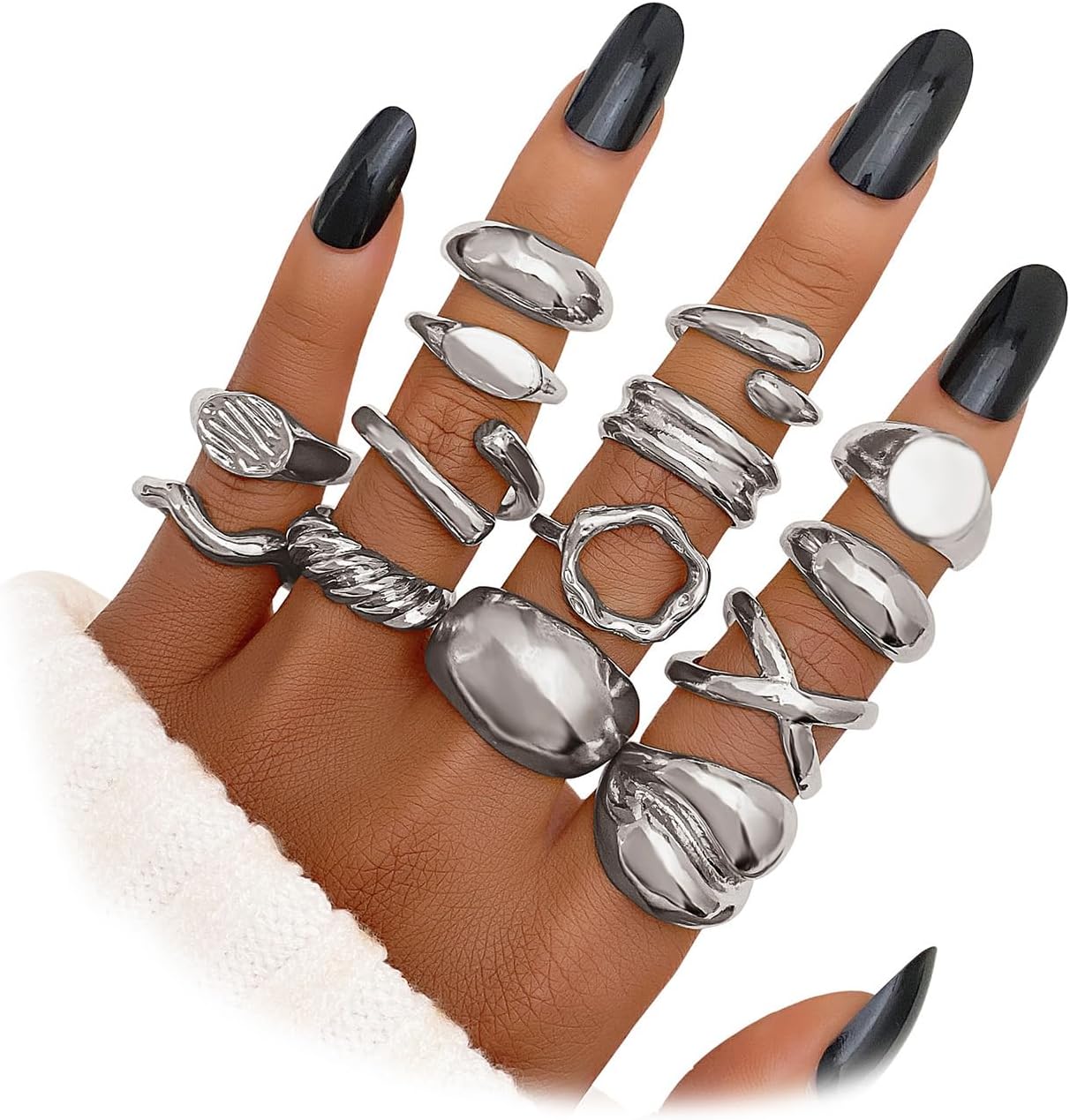 Manufacturer  IFKM Gold Chunky Rings Set for Women 14k Gold Plated Thick Dome Stackable Open Rings Trendy Dainty Minimalist Jewelry Gifts   rings