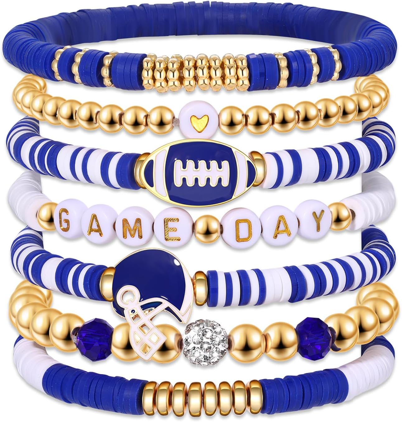 Manufacturer  Game Day Bracelets for Women - Red, Black, Blue Heishi Clay Beaded Stretch Bracelets - Stackable Sports Charm Bracelet Bangles - Football Mom Accessories & Outfits Jewelry Gifts  bracelets