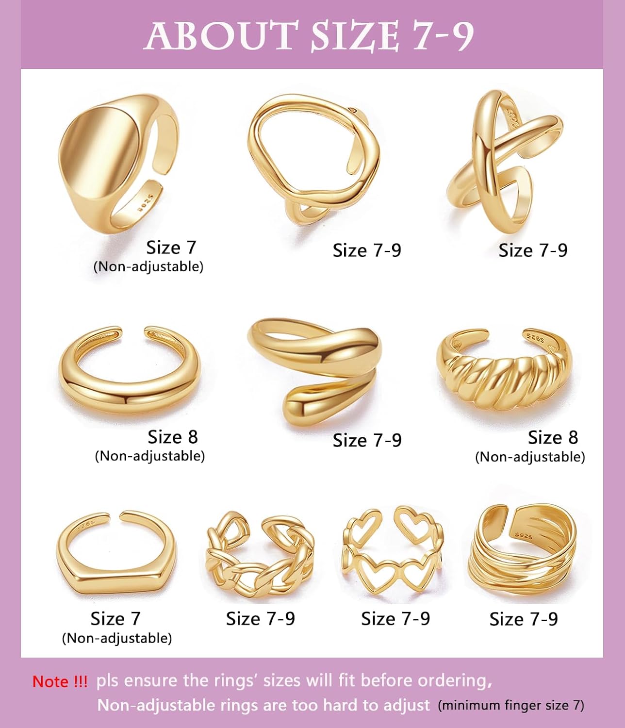 Manufacturer  10PCS Gold Dome Chunky Rings for Women 18K Gold Plated Braided Twisted Round Signet Rings Adjustable Open Ring Band Statement Jewelry Size 7-9   rings