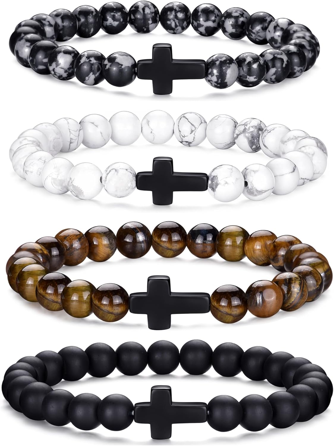 Manufacturer  RANKEEF Tiger Eye Bracelet For Men 8MM Natural Stone Stretch Adjustable Black Crystal Beaded Bracelet for Men Women Gifts  bracelets