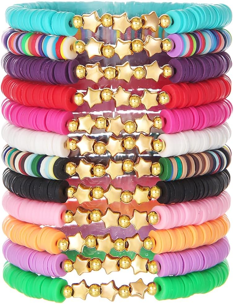 Manufacturer  12pcs Friendship Bracelets Beaded Bracelets Heishi Bracelet Cute Bracelets Stack Vinyl Clay Disc Bead Surfer Stretch Summer Beach Bracelets For Women Preppy Bracelets  bracelets