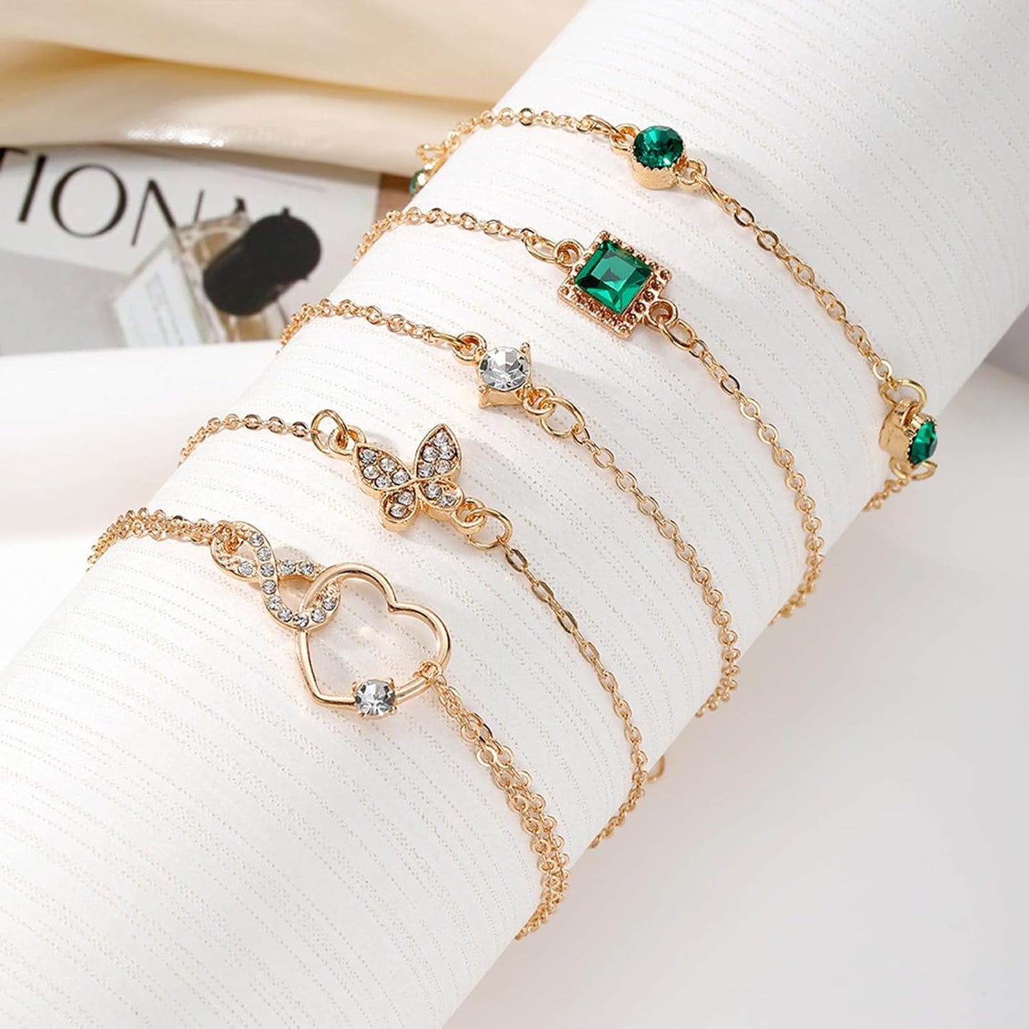 Manufacturer  IFKM Gold Bracelets for Women, 14K Gold Plated Dainty Layered Chain Bracelets Adjustable Cute Bangle Link Bracelet Set  bracelets