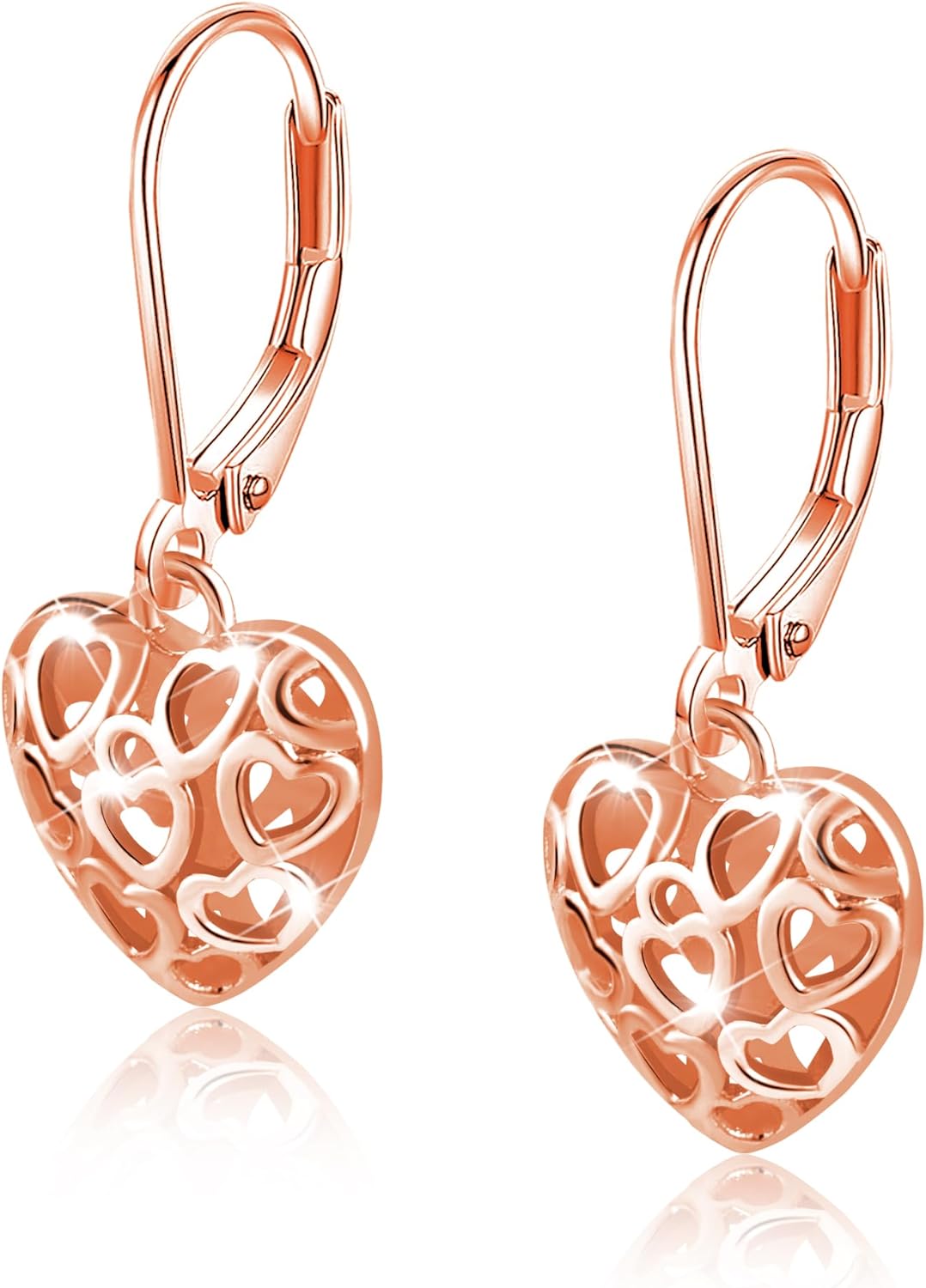 Manufacturer  925 Sterling Silver 14K Gold French Style Leverback Earrings, Heart Dangle Drop Earrings for Women Hypoallergenic Jewelry  earring