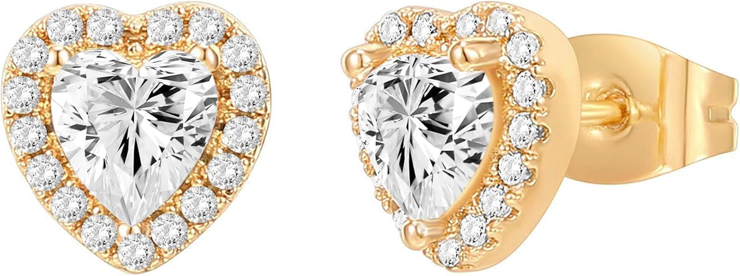 Manufacturer  PAVOI 14K Gold Plated Sterling Silver Post Brilliant Round Faux Diamond Halo Earrings - Premium Cubic Zirconia in Rose, White, and Yellow Gold  earring