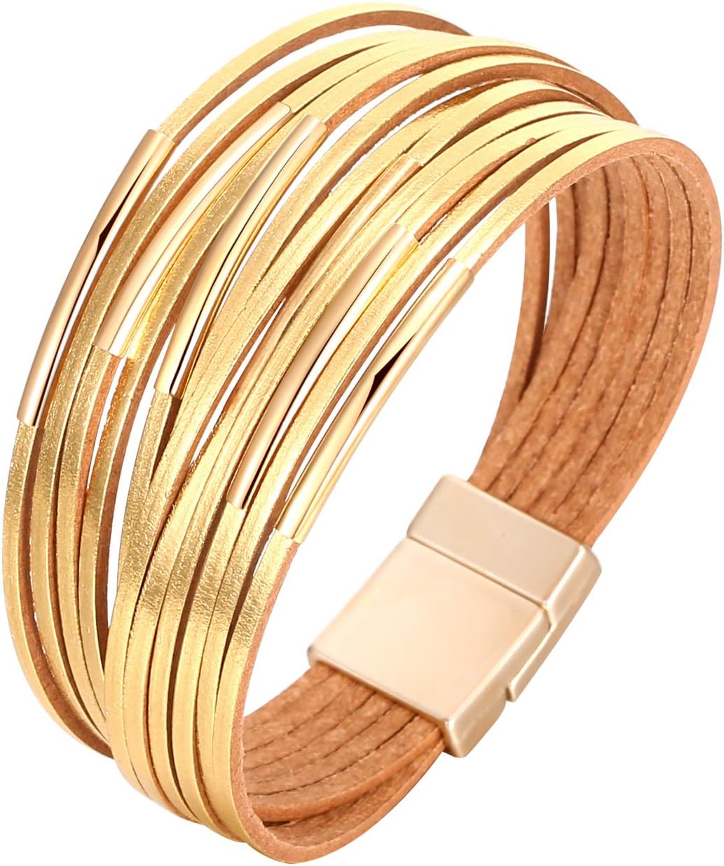 Manufacturer  Fesciory Leather Wrap Bracelets for Women, Boho Leopard Multi-Layer Crystal Beads Cuff Bracelet Jewelry  bracelets
