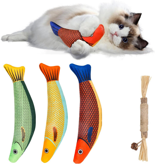 Manufacturer  Cat Toys 4 Pack, Fish Shaped Catnip Toys with Crinkle Sound, Durable Interactive Chew & Kicker Toys for Indoor Cats, 8.1 Inch for All Breeds    Cat toy