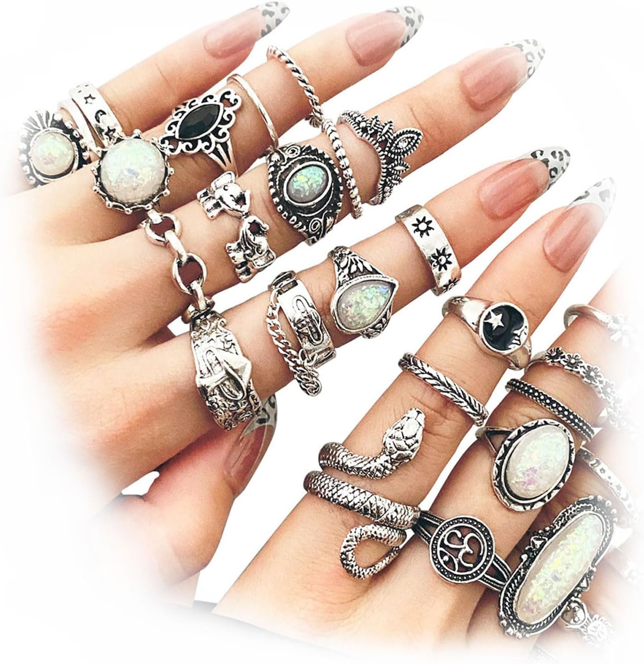 Manufacturer  17IF Vintage Silver Knuckle Rings Set for Women Men, Chunky Rings Aesthetic Snake Grunge Stackable Gothic Ring Adjustable Y2K Punk Bulky Boho Finger Alt of Rings, Stacking Fairy Skull Frog Heart Star Flower Midi Ring Pack   rings