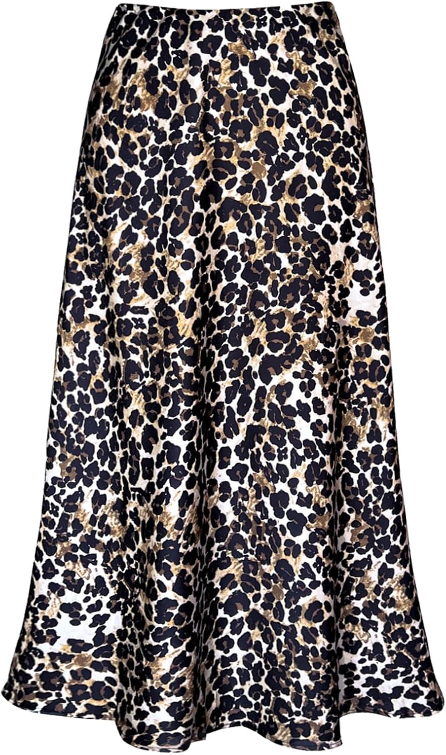 Manufacturer  Women's Satin High Waist Hidden Elasticized Waistband Flared Casual A Line Midi Skirts