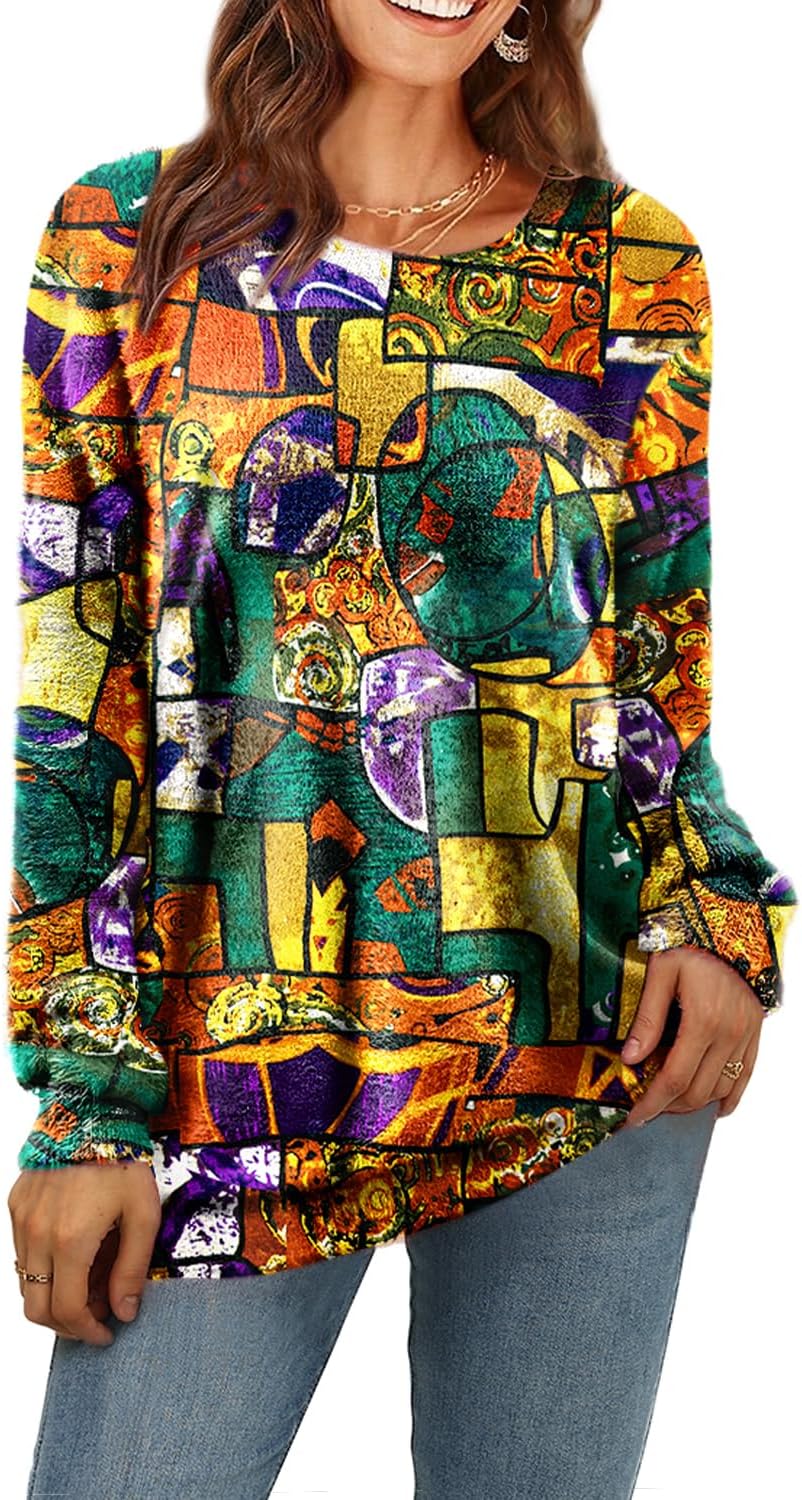 Manufacturer  YESNO Women Christmas Sweater Graphic Printed Oversized Pullover Sweaters Casual Loose Knit Tops S01   sweaters